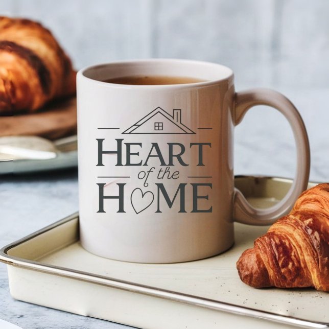 Caneca De Café Coração da Casa | Mug de Nome Personalizado (Criador carregado)