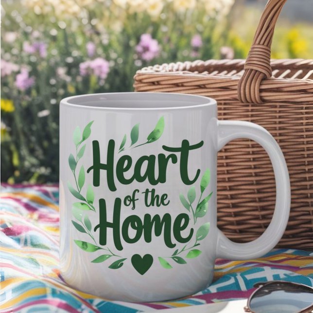 Caneca De Café Coração da Casa | Mug de Nome Personalizado (Criador carregado)