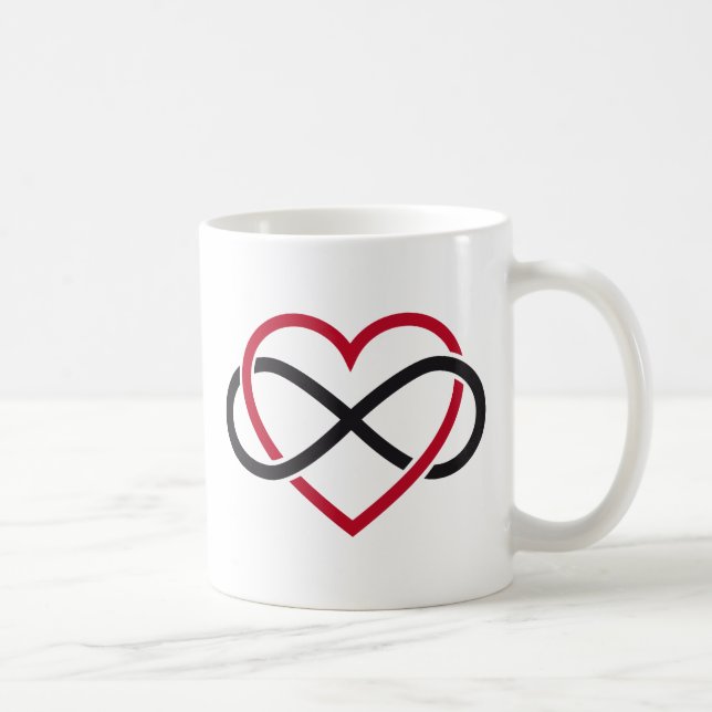 Caneca De Café Coração da infinidade, nunca terminando o amor (Direita)