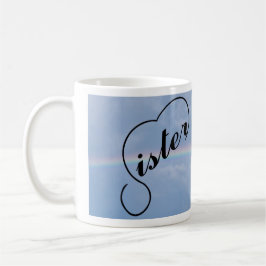 Caneca De Café Coração da irmã e arco-íris