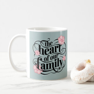 Caneca De Café Coração das flores de pinça da Cinza da nossa famí