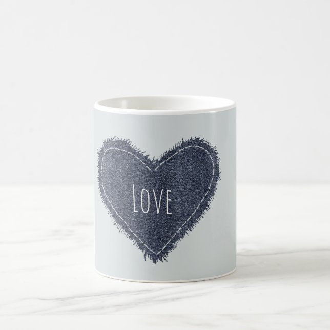 Caneca De Café Coração de Amor de Jeans Azul (Centro)