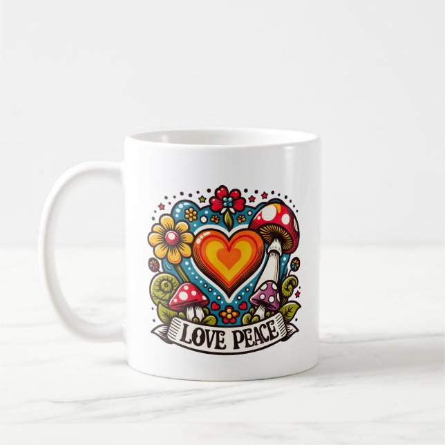 Caneca De Café Coração de Amor e Paz – Inspirador (Esquerda)