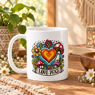 Caneca De Café Coração de Amor e Paz – Inspirador