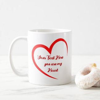 Caneca De Café Coração de Amor Romântico Personalizado