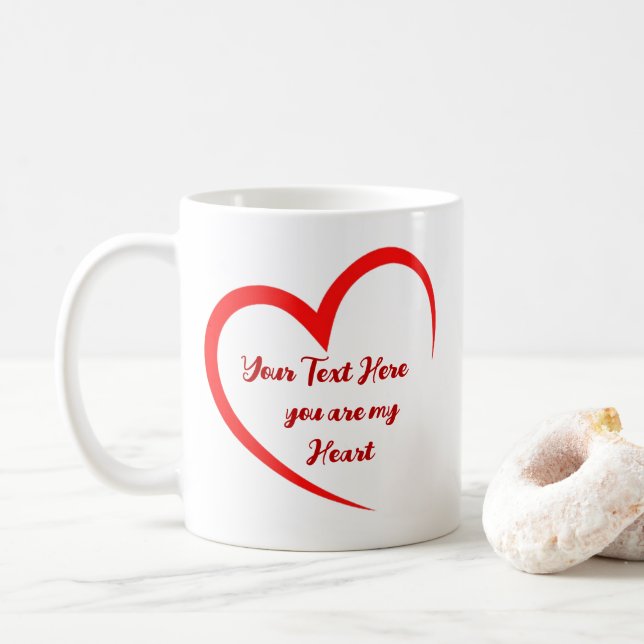 Caneca De Café Coração de Amor Romântico Personalizado (Com Donut)