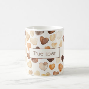 Caneca De Café Coração de Amor Verdadeiro do Grão de Café com Cre