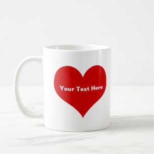 Caneca De Café Coração de Amor Vermelho Personalizado
