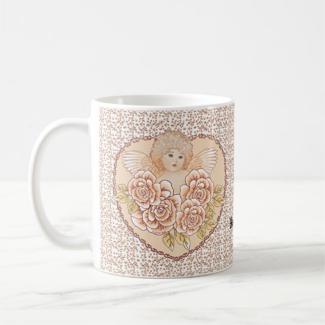Caneca De Café Coração de Anjo Querubim (Esquerda)