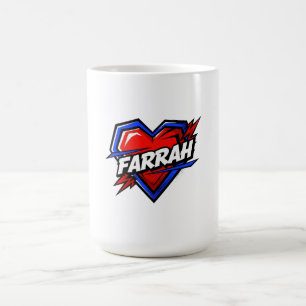 Caneca De Café Coração de Arte Pop em Quadrinhos Nome Farrah
