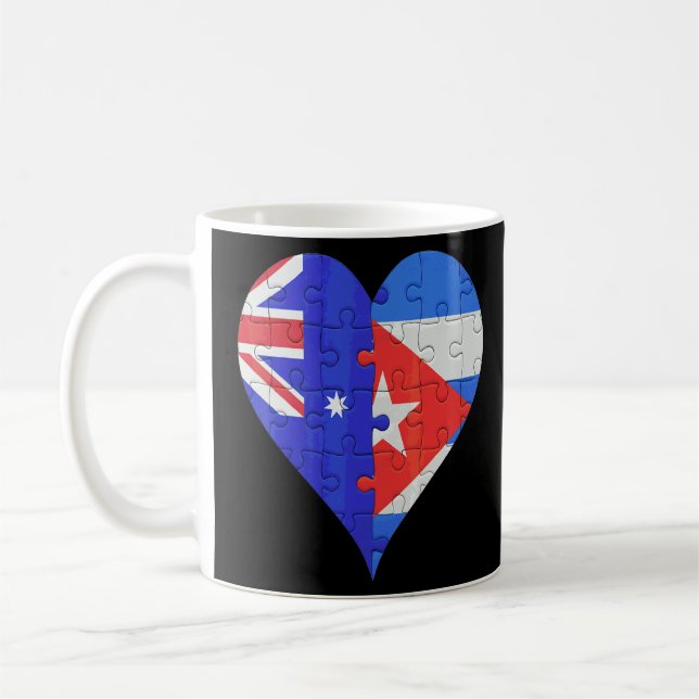 Caneca De Café Coração de Bandeira de Cuba Australiana (Esquerda)