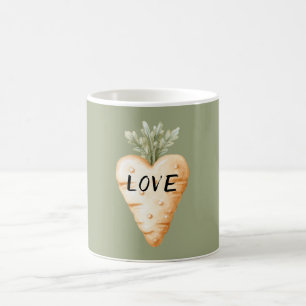 Caneca De Café Coração de Cenoura Legume