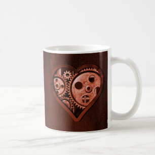 Caneca De Café Coração de Engrenagens Steampunk