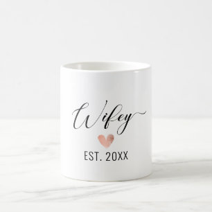 Caneca De Café Coração de folhas de ouro da Wifey minimalista