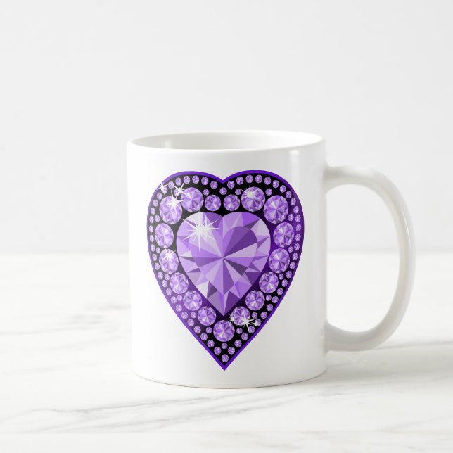 Caneca De Café coração de Gem Ametyst (Direita)