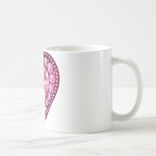 Caneca De Café Coração de Gem Quartz Rosa