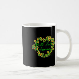 Caneca De Café Coração de Girassol Faixa Verde Conscientização da