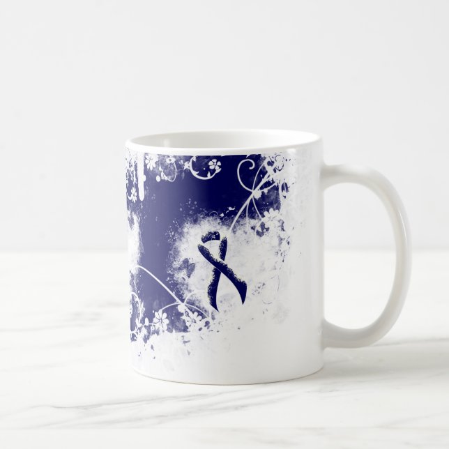 Caneca De Café Coração de Grunge Azul Escuro (Direita)