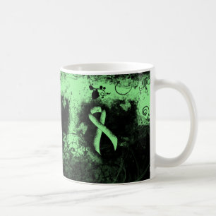 Caneca De Café Coração de Grunge Verde-Claro