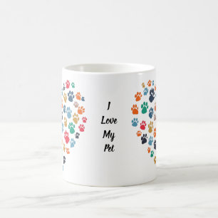 Caneca De Café Coração de Impressão de Pata Design de Amante de A