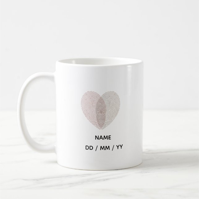 Caneca De Café Coração de Impressão Digital Personalizado para Ca (Esquerda)