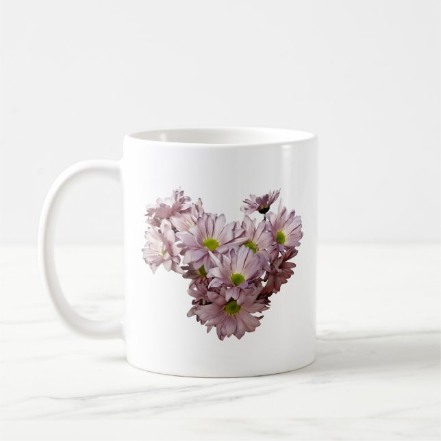 Caneca De Café Coração de Mums Margarida Rosa (Esquerda)