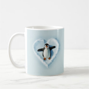 Caneca De Café Coração de Neve de Pinguim