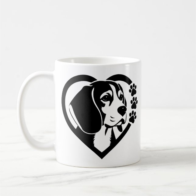 Caneca De Café Coração de Pata de Beagle (Esquerda)