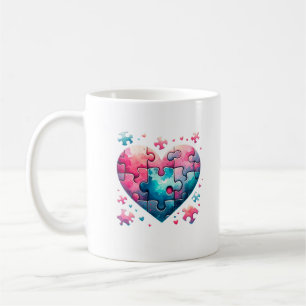 Caneca De Café Coração de Puzzle