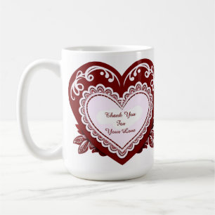 Caneca De Café Coração de Renda Delicada Carta