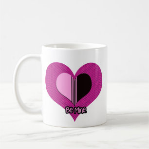 Caneca De Café Coração de São Valentim Rosa e Preto Seja Meu