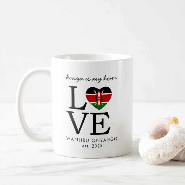 Caneca De Café Coração de Sinalizador Personalizado do Quênia (Com Donut)