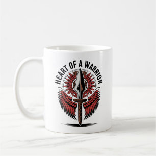 Caneca De Café Coração de um Guerreiro - Símbolo Tribal Spear Des