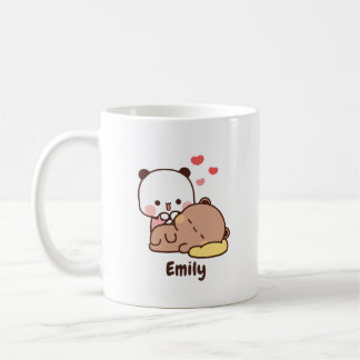 Caneca De Café Coração de urso Panda | Personalizado Adicione Seu