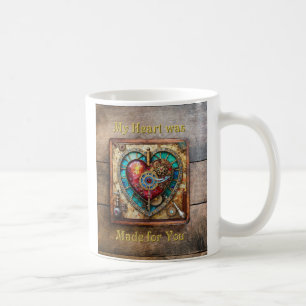 Caneca De Café Coração de Vidro Pintado com Girassóis Série Steam