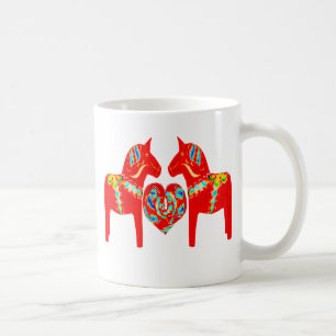 Caneca De Café Coração de w dos cavalos de Dala do sueco