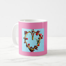 Caneca De Café Coração Dia de as mães azul e cor-de-rosa