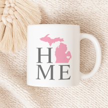 Coração do Estado de Michigan Rosa e Cinza em Casa