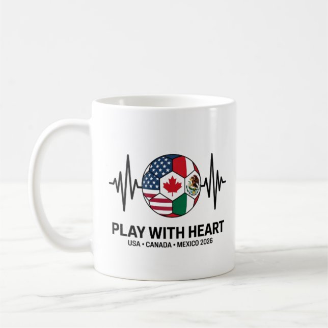 Caneca De Café Coração do Futebol EUA Canadá México 2026 (Esquerda)
