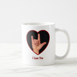 CANECA DE CAFÉ CORAÇÃO DO LINGUAGEM GESTUAL EU TE AMO, MÃO