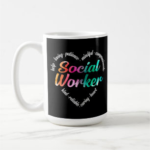 Caneca De Café Coração do Trabalhador Social Palavra Cloud Waterc