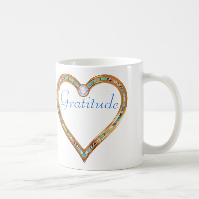 Caneca De Café Coração dourado, OM, gratitude (Direita)