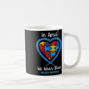 Caneca De Café Coração Em Abril Vestimos Azul Esperança Fé