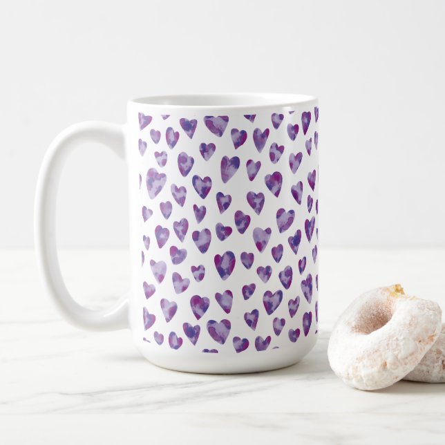Caneca De Café Coração em Aquarela (Com Donut)