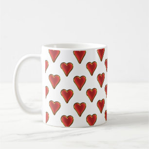 Caneca De Café Coração Engraçado Padrão de ouro vermelho + seu tr