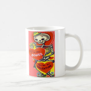 Caneca De Café Coração Esqueleto Halloween Vintage Dia dos Namora