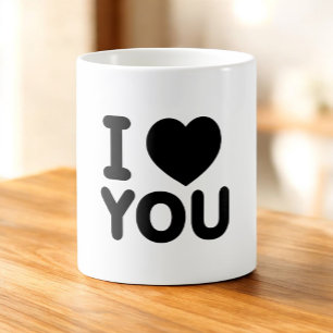 Caneca De Café Coração "Eu Te Amo" Preto Clássico