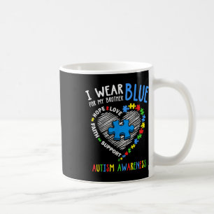 Caneca De Café Coração Eu Visto Azul Para Minha Consciência Autis