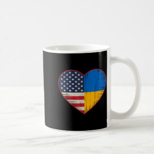 Caneca De Café Coração EUA Ucrânia - Dupla Cidadania