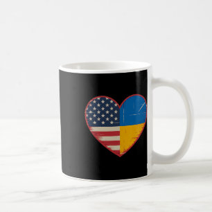 Caneca De Café Coração EUA Ucrânia - Dupla Cidadania 2 